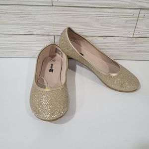 Girls Gold Shimmer Ballerina Slipper Shoes